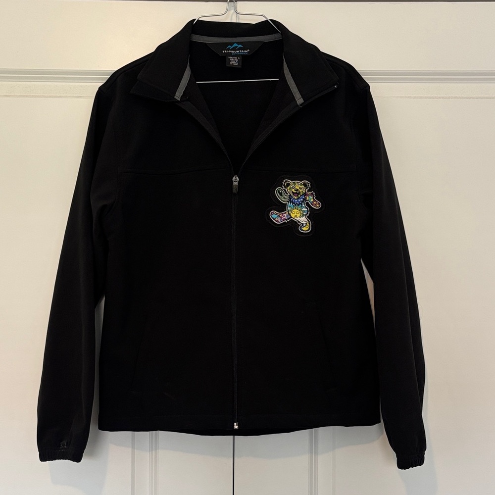 Tri-Mountain Zip Performance Jacket Psychedelic Grateful Dead Dancing Bear Patch